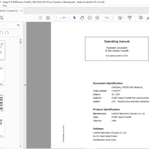 Liebherr R 906 Classic Facelift 1449 Hydraulic Excavator Operating Manual SN 33593 - PDF DOWNLOAD