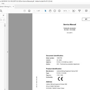 Liebherr R 9100 - R 9100B 1132 1652 Hydraulic Excavator Service Manual 26573 - PDF DOWNLOAD