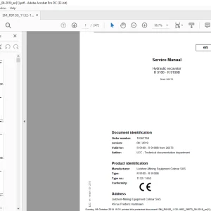 Liebherr R 9100 - R 9100B 1132 1652 Hydraulic Excavator Service Manual 26573 - PDF DOWNLOAD