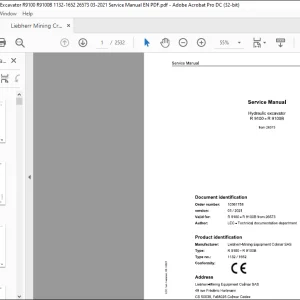 Liebherr R 9100 - R 9100B 1132 1652 Hydraulic Excavator Service Manual SN 26573 - PDF DOWNLOAD