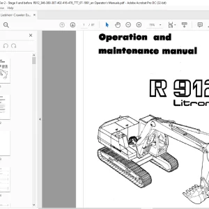 Liebherr R 912 Litronic Excavator Operation & Maintenance Manual - PDF DOWNLOAD