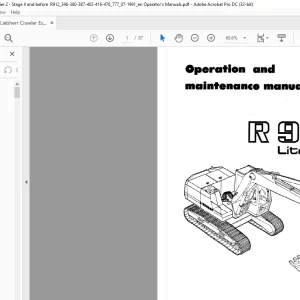 Liebherr R 912 Litronic Operation and Maintenance Manual  - PDF DOWNLOAD
