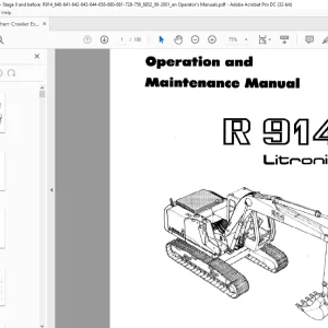 Liebherr R 914 Litronic Excavator Operation & Maintenance Manual - PDF DOWNLOAD