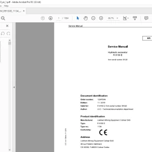 Liebherr R 9150 E 1134 Hydraulic Excavator Service Manual 38120 - PDF DOWNLOAD