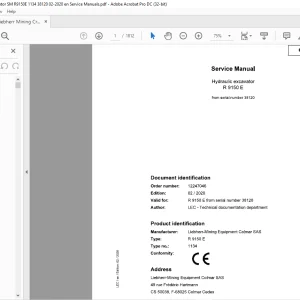 Liebherr R 9150 E Hydraulic Excavator Service Manual 38120 - PDF DOWNLOAD