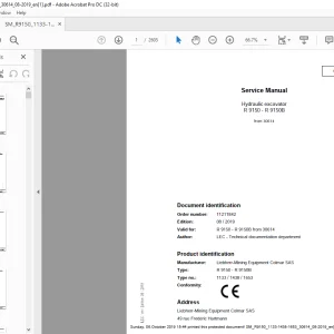 Liebherr R 9150 - R 9150B 1133 1438 1653 Hydraulic Excavator Service Manual 30614 - PDF DOWNLOAD