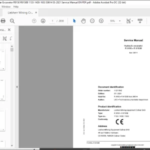 Liebherr R 9150 - R 9150B 1133 1438 1653 Hydraulic Excavator Service Manual SN 30614 - PDF DOWNLOAD