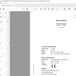 Liebherr R 9150 R 9150B Hydraulic Excavator Service Manual 30614 - PDF DOWNLOAD