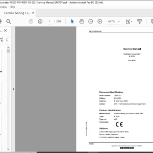 Liebherr R 9200 410 Hydraulic Excavator Service Manual SN 40001 - PDF DOWNLOAD