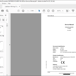 Liebherr R 9200 410 Hydraulic Excavator Service Manual SN 40001 - PDF DOWNLOAD