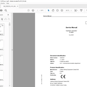 Liebherr R 9200 410 Litronic Hydraulic Excavator Service Manual 40001 - PDF DOWNLOAD