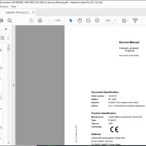 Liebherr R 9200 E 1409 Hydraulic Excavator Service Manual 40022 - PDF DOWNLOAD