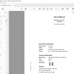 Liebherr R 9200 E 1409 Hydraulic Excavator Service Manual 40022 - PDF DOWNLOAD
