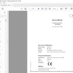 Liebherr R 9200 E 1409 Litronic Hydraulic Excavator Service Manual 40022 - PDF DOWNLOAD