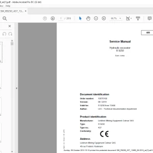 Liebherr R 9250 437 Hydraulic Excavator Service Manual 13466 - PDF DOWNLOAD