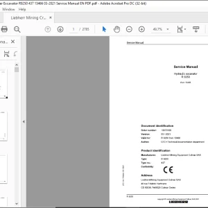 Liebherr R 9250 437 Hydraulic Excavator Service Manual SN 13466 - PDF DOWNLOAD