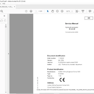 Liebherr R 9250 E 1129 Hydraulic Excavator Service Manual 25385 - PDF DOWNLOAD