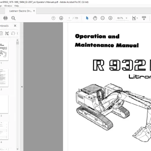 Liebherr R 932 E Litronic Excavator Operation & Maintenance Manual - PDF DOWNLOAD