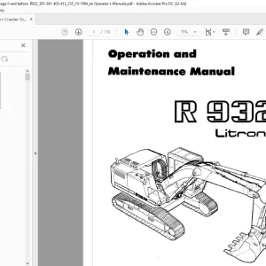 Liebherr R 932 Litronic Operation and Maintenance Manual - PDF DOWNLOAD