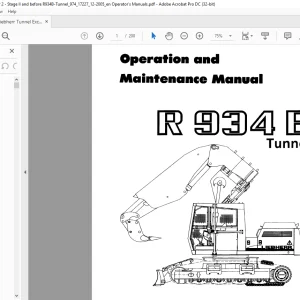 Liebherr R 934 B TUNNEL EXCAVATOR Operation and Maintenance Manual  - PFD DOWNLOAD