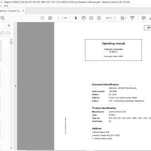 Liebherr R 934 C 016 023 027 033 918 1088 1335 1337 1375 Hydraulic Excavator Operating Manual SN 30826 - PDF DOWNLOAD