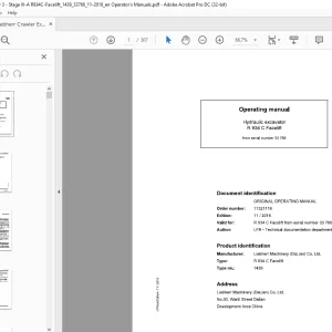 Liebherr R 934 C Facelift 1439 Hydraulic Excavator Operating Manual SN 33766 - PDF DOWNLOAD