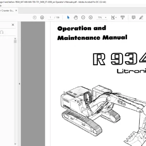 Liebherr R 934 Litronic Excavator Operation & Maintenance Manual - PDF DOWNLOAD