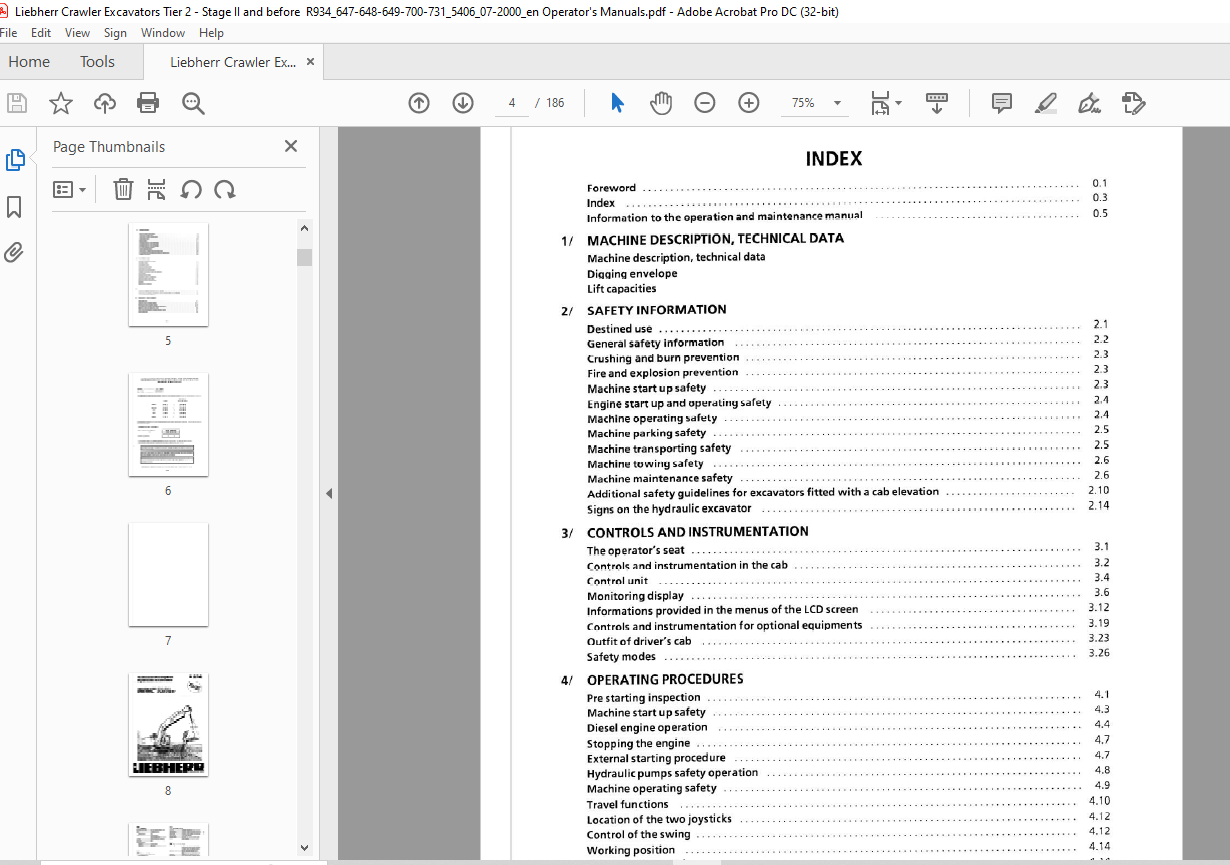 Liebherr R 934 Litronic Excavator Operation & Maintenance Manual - PDF ...