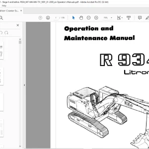 Liebherr R 934 Litronic Excavator Operation & Maintenance Manual - PDF DOWNLOAD