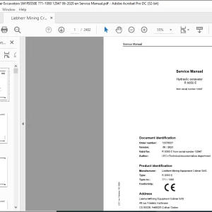 Liebherr R 9350 E 771 1080 Hydraulic Excavator Service Manual 12947 - PDF DOWNLOAD