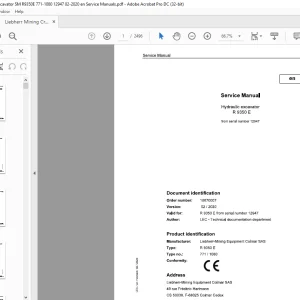 Liebherr R 9350 E 771 1080 Hydraulic Excavator Service Manual 12947 - PDF DOWNLOAD