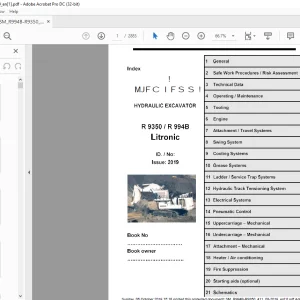 Liebherr R 9350 R 994B Litronic Hydraulic Excavator Service Manual - PDF DOWNLOAD