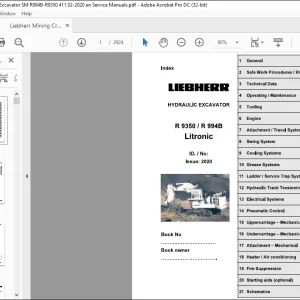 Liebherr R 9350 & R 994B Litronic Hydraulic Excavator Service Manual - PDF DOWNLOAD