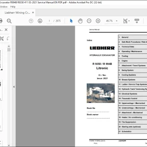 Liebherr R 9350 R994B Hydraulic Excavator Service Manual - PDF DOWNLOAD
