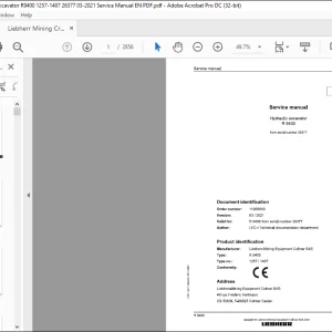 Liebherr R 9400 1257 1407 Hydraulic Excavator Service Manual SN 26377 - PDF DOWNLOAD