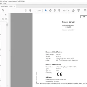 Liebherr R 9400 E 1277 Hydraulic Excavator Service Manual 30619 - PDF DOWNLOAD