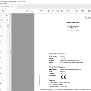 Liebherr R 9400 E 1277 Hydraulic Excavator Service Manual 30619 - PDF DOWNLOAD