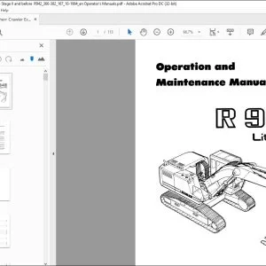 Liebherr R 942 Litronic Excavator Operation & Maintenance Manual - PDF DOWNLOAD