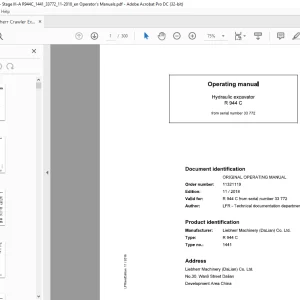 Liebherr R 944 C 1441 Hydraulic Excavator Operating Manual SN 33772 - PDF DOWNLOAD
