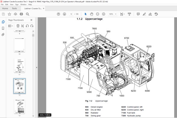 Liebherr R 944C High-Rise 1378 Hydraulic Excavator Operating Manual SN ...