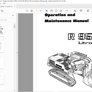 Liebherr R 952 Litronic Operation and Maintenance Manual  - PDF DOWNLOAD