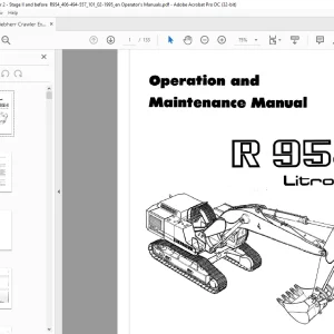 Liebherr R 954 Litronic Excavator Operation & Maintenance Manual - PDF DOWNLOAD