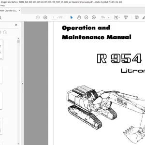 Liebherr R 954B Litronic Excavator Operation & Maintenance Manual - PDF DOWNLOAD