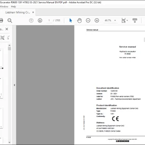 Liebherr R 9600 1391 Hydraulic Excavator Service Manual SN 47002 - PDF DOWNLOAD