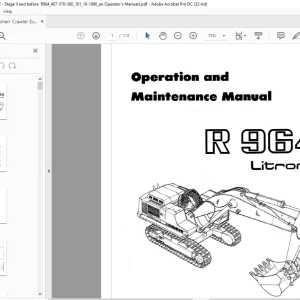 Liebherr R 964 Litronic Excavator Operation & Maintenance Manual - PDF DOWNLOAD
