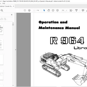 Liebherr R 964B Litronic Excavator Operation & Maintenance Manual - PDF DOWNLOAD