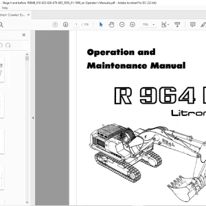 Liebherr R 964B Litronic Excavator Operation & Maintenance Manual - PDF DOWNLOAD