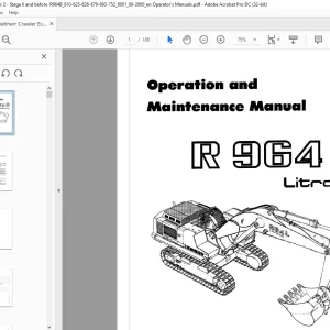 Liebherr R 964B Litronic Excavator Operation & Maintenance Manual - PDF DOWNLOAD