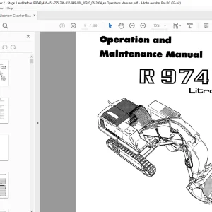 Liebherr R 974 B Litronic Operation and Maintenance Manual -  PDF DOWNLOAD