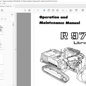 Liebherr R 974 Litronic Excavator Operation & Maintenance Manual - PDF DOWNLOAD